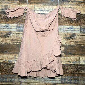Baby pink off the shoulder cutout ruffled dress m medium